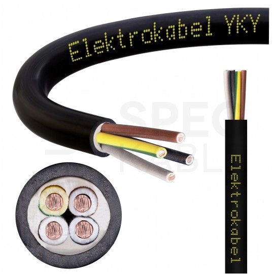 Kabel energetyczny ziemny YKY 4x10mm2 czarny 0,6/1kV drut Elektrokabel