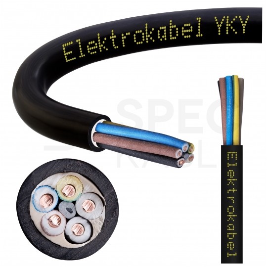 Kabel energetyczny ziemny YKY 5x4mm2 czarny 0,6/1kV drut Elektrokabel