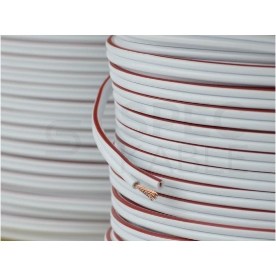 Kabel głośnikowy płaski SMYp 2x1mm2 Cu biały Mercor