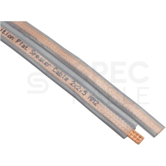 Kabel głośnikowy ULTRA płaski TPLYp 2x2,5mm2 Cu OFC transparentny Technokabel