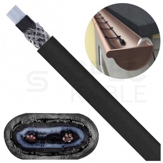 Kabel grzejny samoregulujący UHC 2x1mm2 czarny 25W/m ekranowany do ochrony przed zamarzaniem Grand Meyer