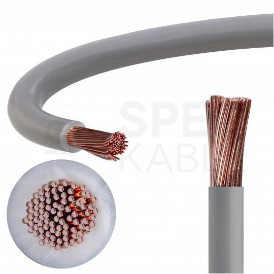 Kabel instalacyjny LgY / H07V-K 10mm2 jednożyłowy szary 450/750V giętki linka Elektrokabel