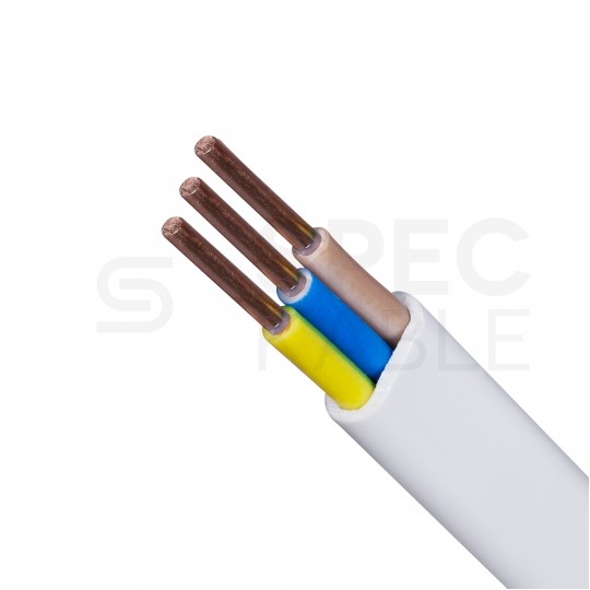 Kabel instalacyjny płaski BiTinstal H(p) HDHp 3x2,5mm2 biały 450/750V bezhalogenowy YDYp B2ca drut Bitner