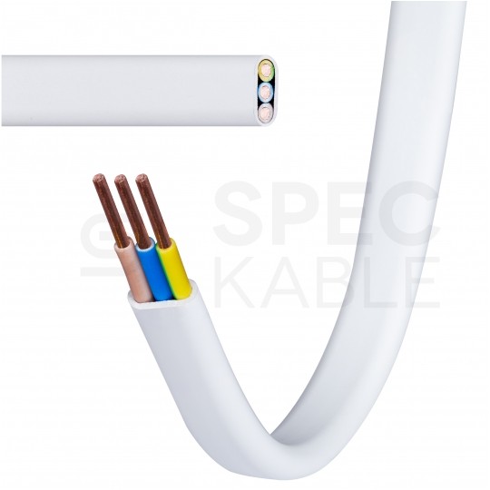 Kabel instalacyjny płaski BiTinstal H(p) HDHp 3x2,5mm2 biały 450/750V bezhalogenowy YDYp B2ca drut Bitner