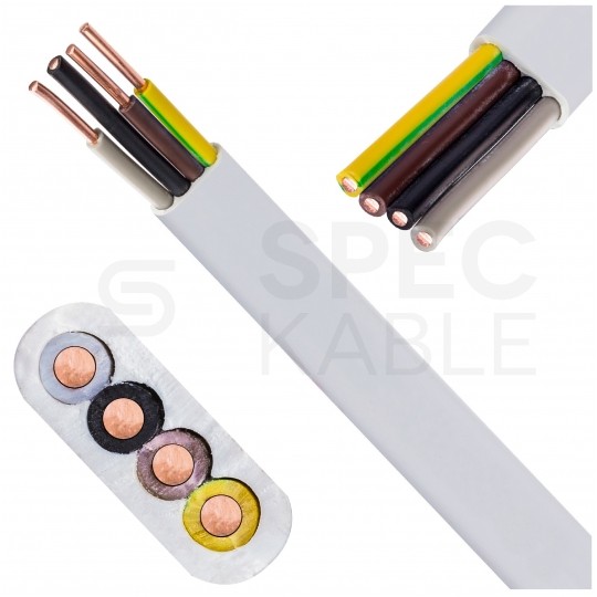 Kabel instalacyjny płaski EL-Instal HP+ HDHp 4x1,5mm2 biały 450/750V bezhalogenowy B2ca drut Eltrim