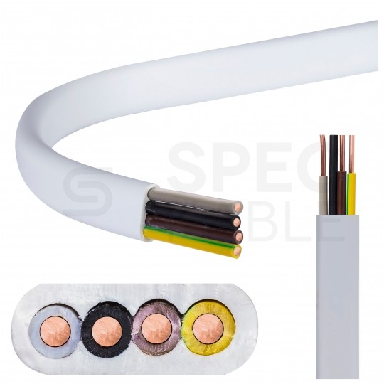 Kabel instalacyjny płaski EL-Instal HP+ HDHp 4x1,5mm2 biały 450/750V bezhalogenowy YDYp B2ca drut Eltrim