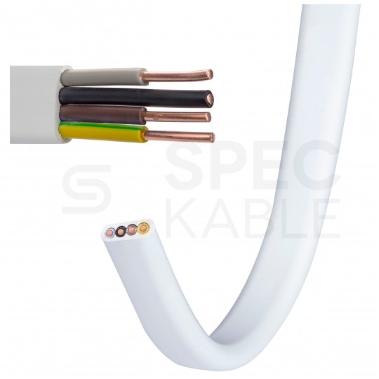 Kabel instalacyjny płaski EL-Instal HP+ HDHp 4x1,5mm2 biały 450/750V bezhalogenowy YDYp B2ca drut Eltrim