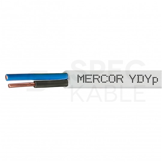 Kabel instalacyjny płaski YDYp 2x1,5mm2 biały 450/750V drut Mercor