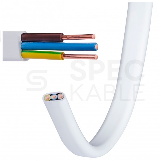 Kabel instalacyjny płaski YDYp 3x1,5mm2 biały 450/750V drut Eltrim