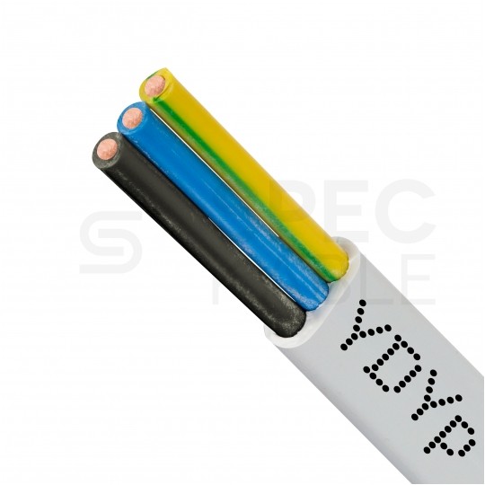 Kabel instalacyjny płaski YDYp 3x1,5mm2 biały 450/750V drut Mercor
