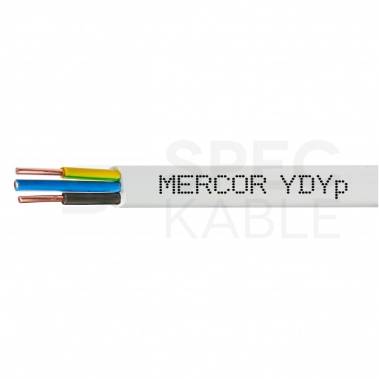 Kabel instalacyjny płaski YDYp 3x1,5mm2 biały 450/750V drut Mercor