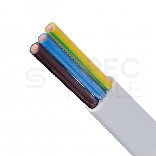 Kabel instalacyjny płaski YDYp 3x2,5mm2 biały 450/750V drut Elektrokabel