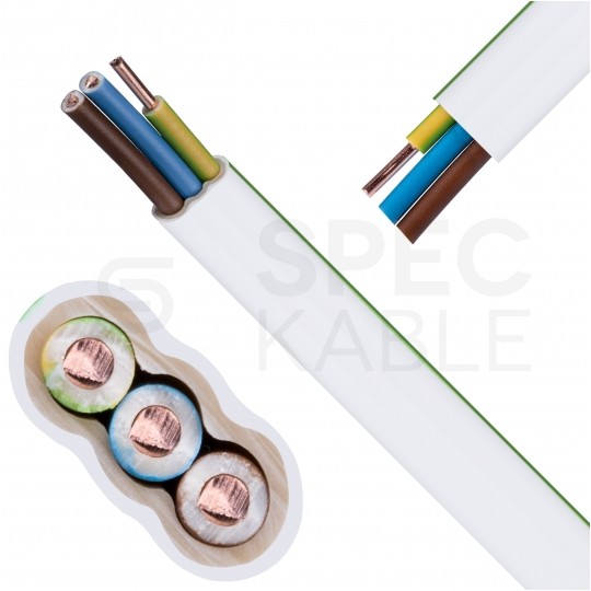 Kabel instalacyjny płaski YDYp 3x2,5mm2 biały 450/750V drut NKT instal PLUS bęben QADDY 550m