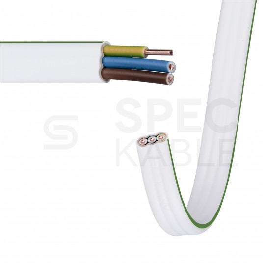 Kabel instalacyjny płaski YDYp 3x2,5mm2 biały 450/750V drut NKT instal PLUS krążek 100m