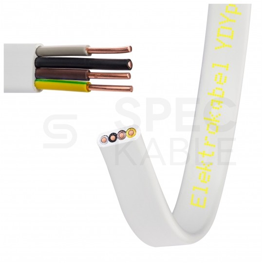 Kabel instalacyjny płaski YDYp 4x1,5mm2 biały 450/750V drut Elektrokabel