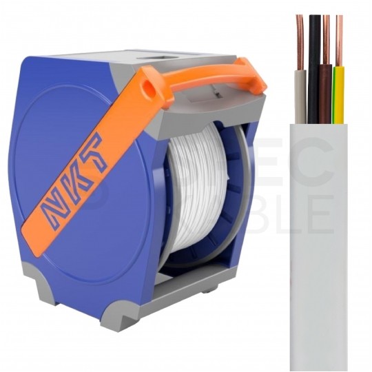 Kabel instalacyjny płaski YDYp 4x1,5mm2 biały 450/750V drut NKT bęben QADDY 450m