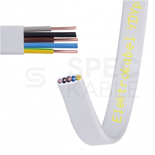 Kabel instalacyjny płaski YDYp 5x4mm2 biały 450/750V drut Elektrokabel