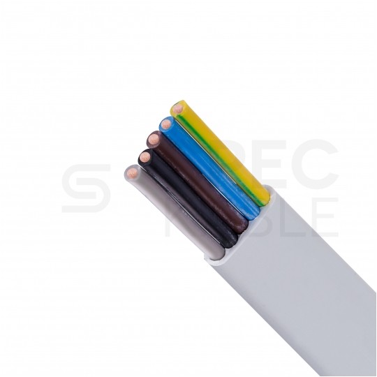 Kabel instalacyjny płaski YDYp 5x4mm2 biały 450/750V drut Elektrokabel