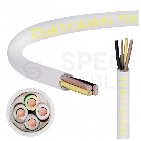 Kabel instalacyjny YDY 4x1,5mm2 biały 450/750V drut Elektrokabel
