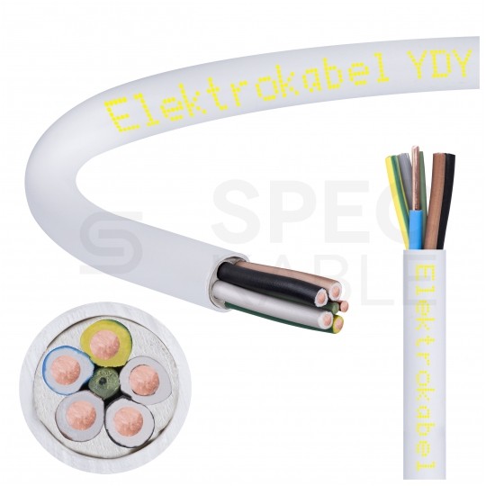 Kabel instalacyjny YDY 5x6mm2 biały 450/750V drut Elektrokabel