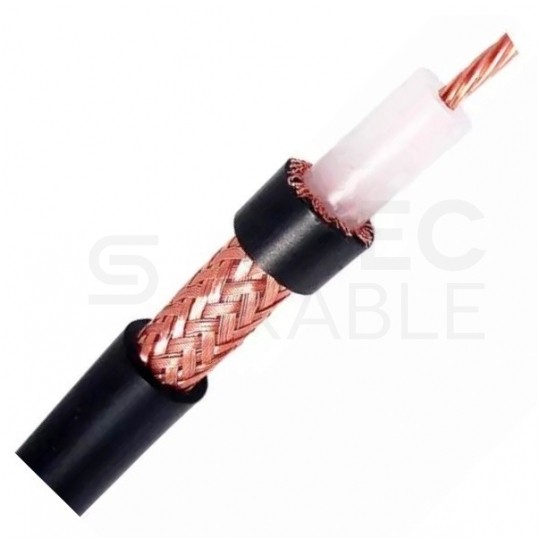 Kabel koncentryczny 50ohm RG213 2,25/7,2/10,3mm Cu (oplot Cu 94%) czarny antenowy wewnętrzny Satec