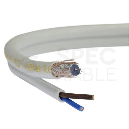 Kabel koncentryczny 75ohm do kamer K60 0,59/3,7/5,8mm Cu (oplot Cu 60%) biały antenowy wewnętrzny z zasilaniem 2x0,5mm2 Elektrokabel
