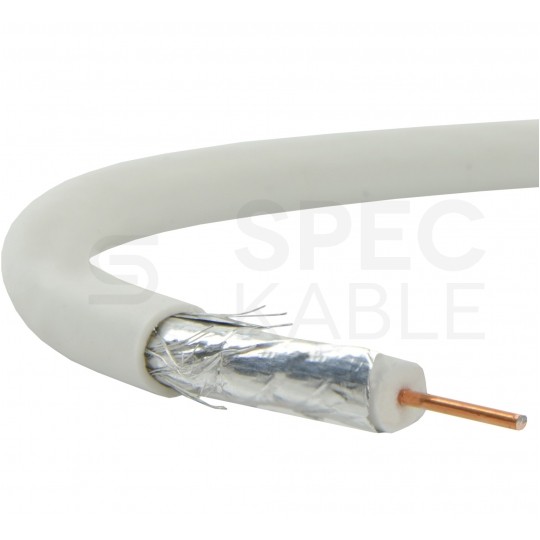 Kabel koncentryczny 75ohm RG6 Dual-Shield 1,00/4,8/6,6mm CSS (oplot Al) antenowy wewnętrzny biały Maclean