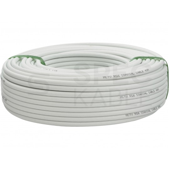 Kabel koncentryczny 75ohm RG6 Dual-Shield 1,00/4,8/6,6mm CSS (oplot Al) antenowy wewnętrzny biały Maclean