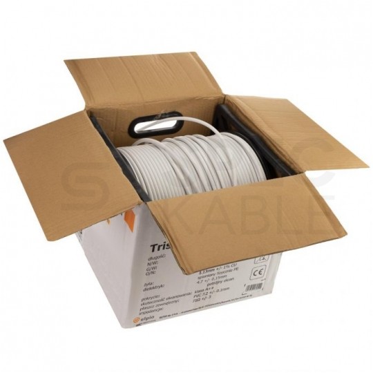 Kabel koncentryczny 75ohm RG6 tc’690CU Tri-Shield 1,13/4,8/7,2mm Cu (oplot Al 80%) antenowy wewnętrzny biały TC'EQ