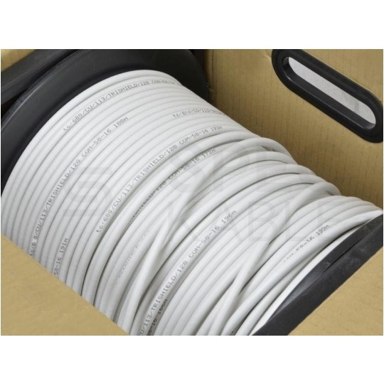 Kabel koncentryczny 75ohm RG6 tc’690CU Tri-Shield 1,13/4,8/7,2mm Cu (oplot Al 80%) antenowy wewnętrzny biały TC'EQ