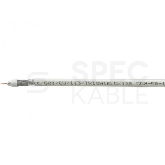 Kabel koncentryczny 75ohm RG6 tc’690CU Tri-Shield 1,13/4,8/7,2mm Cu (oplot Al 80%) antenowy wewnętrzny biały TC'EQ
