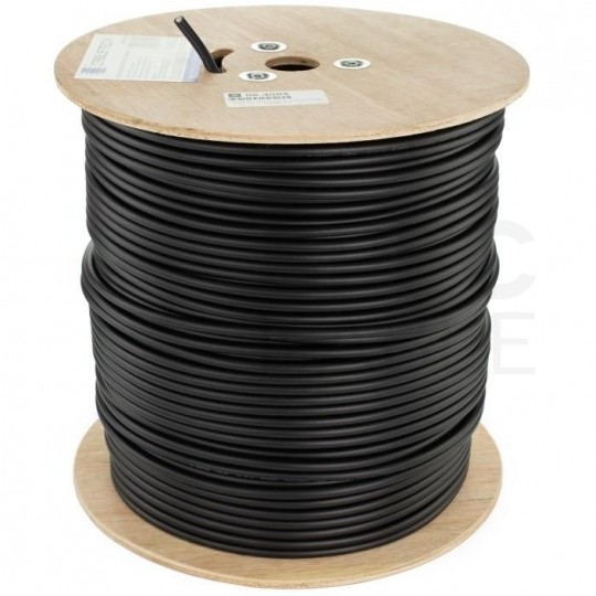 Kabel koncentryczny 75ohm RG6ż Dual-Shield 1,0/4,8/7,0mm Cu (oplot Al) antenowy zewnętrzny żelowany czarny Cabletech