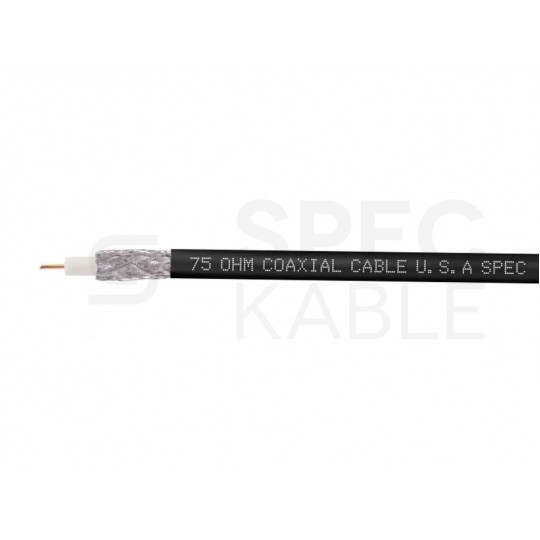 Kabel koncentryczny 75ohm RG6ż Dual-Shield 1,0/4,8/7,0mm Cu (oplot Al) antenowy zewnętrzny żelowany czarny Cabletech
