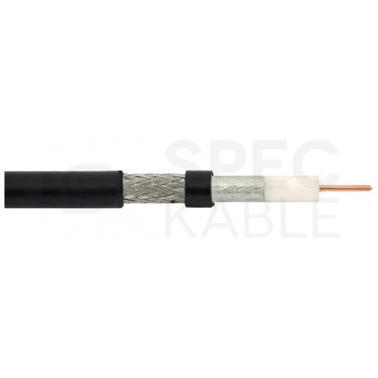 Kabel koncentryczny 75ohm Triset-11 Dual-Shield 1,63/7,2/10,2mm Cu (oplot Al 86%) antenowy zewnętrzny żelowany czarny Triset