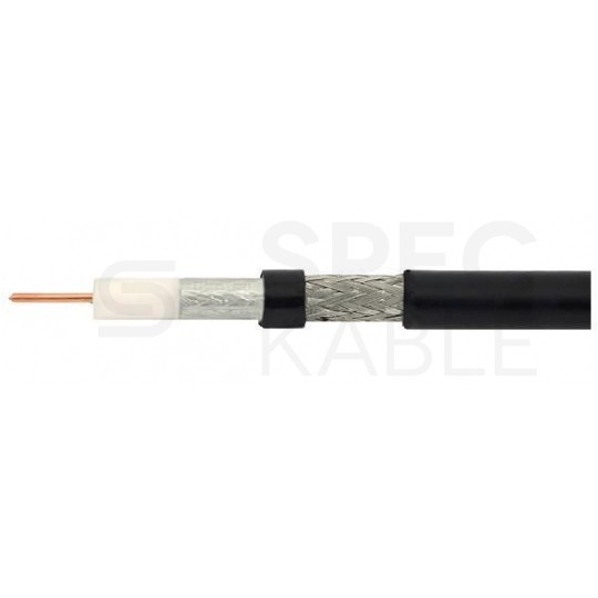 Kabel koncentryczny 75ohm Triset-11 Dual-Shield 1,63/7,2/10,2mm Cu (oplot Al 86%) antenowy zewnętrzny żelowany czarny Triset
