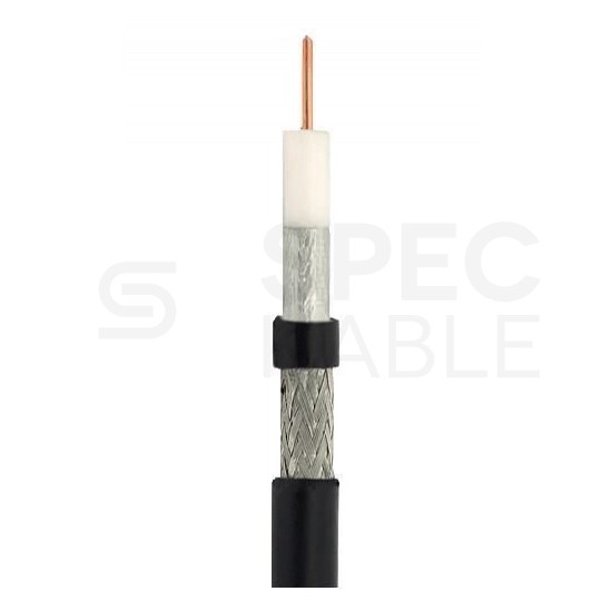 Kabel koncentryczny 75ohm Triset-11 Dual-Shield 1,63/7,2/10,2mm Cu (oplot Al 86%) antenowy zewnętrzny żelowany czarny Triset