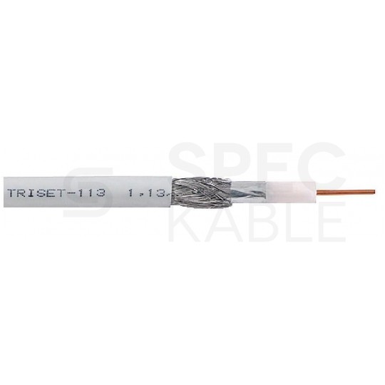 Kabel koncentryczny 75ohm Triset-113 Tri-Shield 1,13/4,8/6,8mm Cu (oplot Al 81%) antenowy wewnętrzny biały Triset