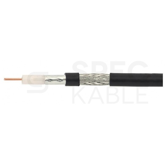 Kabel koncentryczny 75ohm Triset-113 Tri-Shield 1,13/4,8/6,8mm Cu (oplot Al 81%) antenowy zewnętrzny żelowany czarny Triset