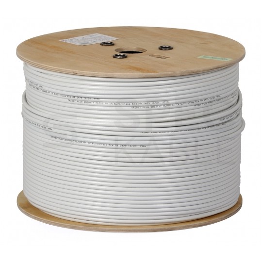 Kabel koncentryczny 75ohm TRISET PLUS Tri-Shield 1,13/4,8/6,85mm Cu (oplot Al 81%) antenowy wewnętrzny Dca bezhalogenowy LSOH biały Triset