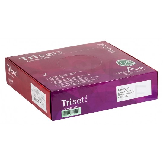 Kabel koncentryczny 75ohm TRISET PLUS Tri-Shield 1,13/4,8/6,85mm Cu (oplot Al 81%) antenowy wewnętrzny Dca bezhalogenowy LSOH biały Triset