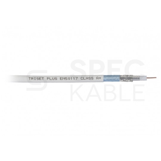 Kabel koncentryczny 75ohm TRISET PLUS Tri-Shield 1,13/4,8/6,85mm Cu (oplot Al 81%) antenowy wewnętrzny Dca bezhalogenowy LSOH biały Triset