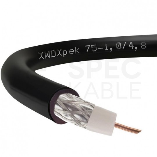 Kabel koncentryczny 75ohm XWDXpek 1,0/4,8/6,8mm Cu (oplot CuSn) czarny antenowy zewnętrzny suchy Technokabel
