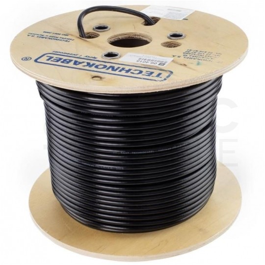 Kabel koncentryczny 75ohm XWDXpek Dual-Shield 1,0/4,8/6,8mm Cu (oplot CuSn) antenowy zewnętrzny suchy czarny Technokabel