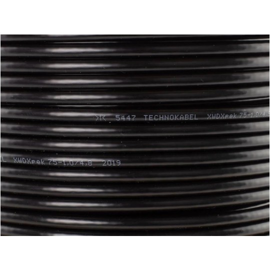 Kabel koncentryczny 75ohm XWDXpek Dual-Shield 1,0/4,8/6,8mm Cu (oplot CuSn) antenowy zewnętrzny suchy czarny Technokabel