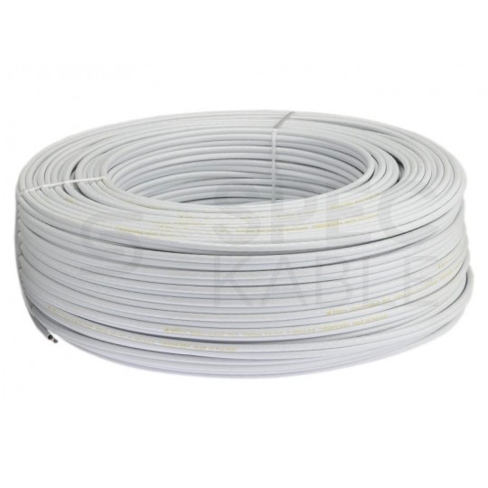 Kabel koncentryczny do kamer 75ohm K60 Dual-Shield 0,59/3,7/5,8mm Cu (oplot Cu 60%) antenowy wewnętrzny z zasilaniem 2x0,5mm2 biały Elektrokabel