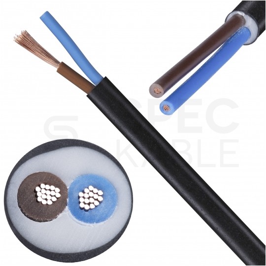 Kabel mieszkaniowy OMY / H03VV-F 2x0,5mm2 czarny 300/300V giętki linka Elektrokabel