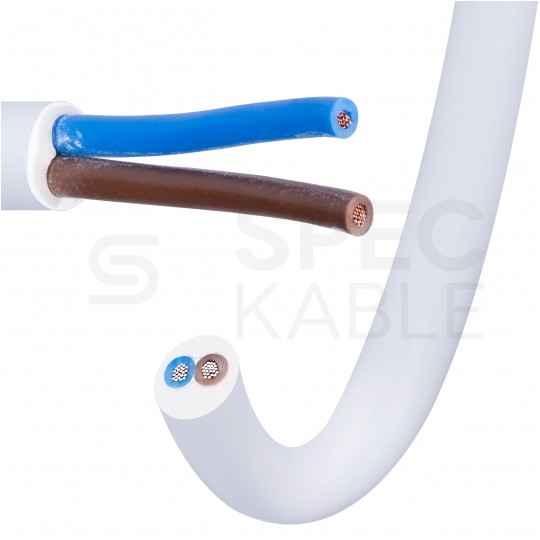 Kabel mieszkaniowy OMY / H03VV-F 2x1,5mm2 biały 300/300V giętki linka Elektrokabel
