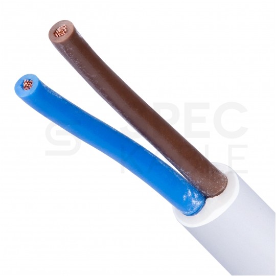 Kabel mieszkaniowy OMY / H03VV-F 2x1,5mm2 biały 300/300V giętki linka Elektrokabel