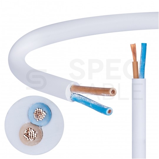 Kabel mieszkaniowy OMY / H03VV-F 2x1mm2 biały 300/300V giętki linka Mercor