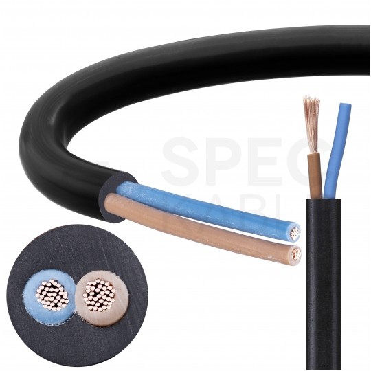 Kabel mieszkaniowy OMY / H03VV-F 2x1mm2 czarny 300/300V giętki linka Mercor
